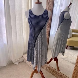 Vintage Spense Brand Asymmetrical Black and White Striped Tank Dress